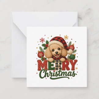 Tarjeta Pequeña Poodle lindo Feliz Navidad
