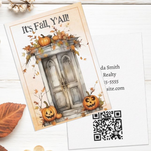 Tarjeta Pequeña Pop inmobiliario otoño personalizado por (It's Fall Y'all personalized pop by notecard for Real Estate.)