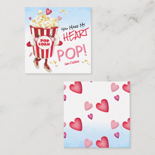 Tarjeta Pequeña Popcorn Love Funny (Anverso / Reverso)