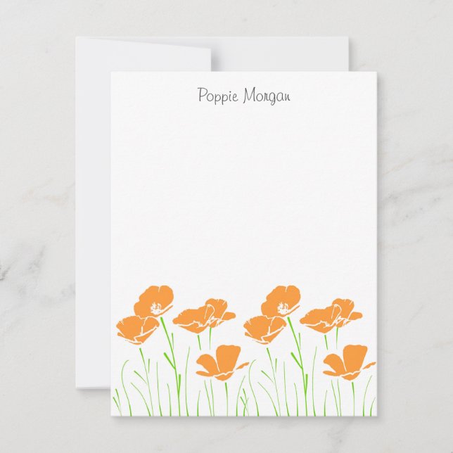 Tarjeta Pequeña Poppies de California de mano (Anverso)