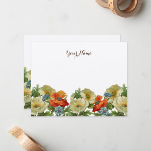 Tarjeta Pequeña Poppies y Cornflowers Rusos Editables