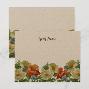 Tarjeta Pequeña Poppies y Cornflowers Rusos Editables