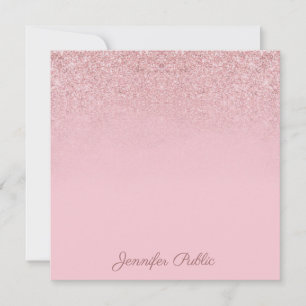 Tarjeta Pequeña Popular Rosa de oro Nombre de guión manuscrito ele