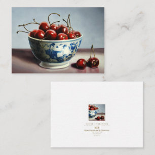 Tarjeta Pequeña Porcelana Azul y Cerezas