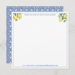 Tarjeta Pequeña Positano Lemons Blue Tiles Baby Shower Gracias