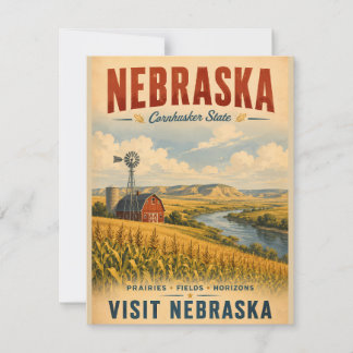 Tarjeta Pequeña Póster de viaje vintage de Nebraska con pradera do