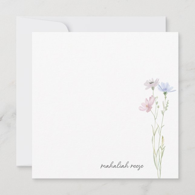 Tarjeta Pequeña Pradera de flores silvestres chic Caligrafía Perso (Anverso)