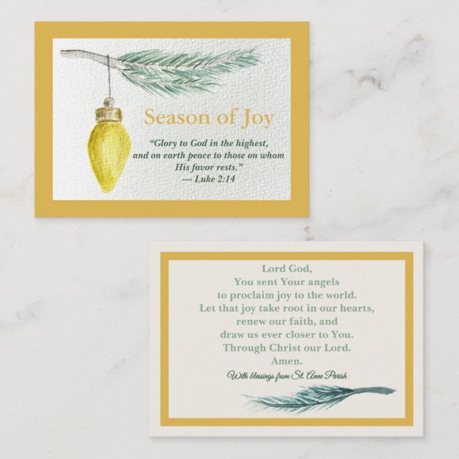 Tarjeta Pequeña Prayer Card - Personalize - Season of Joy (Anverso / Reverso)