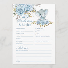 Tarjeta Pequeña Predicciones y consejos para bebé de elefante flor