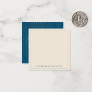 Tarjeta Pequeña Preppy Azul Marino y Crema Lunares Personalizado