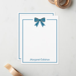 Tarjeta Pequeña Preppy Blue and White Bow Personalized