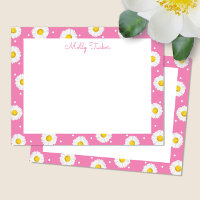 Preppy Daisies Acuarela Floral Rosa y Amarillo