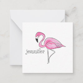 Tarjeta Pequeña Preppy Flamingo rosa personalizado