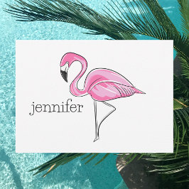 Tarjeta Pequeña Preppy Flamingo rosa personalizado