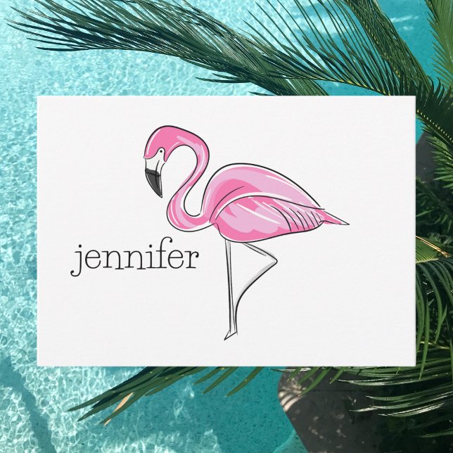 Tarjeta Pequeña Preppy Flamingo rosa personalizado (Subido por el creador)