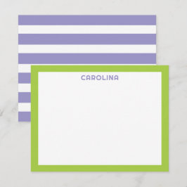 Tarjeta Pequeña Preppy Morado Rayas y Verde Lima Bonito Femenino