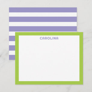 Tarjeta Pequeña Preppy Morado Rayas y Verde Lima Bonito Femenino