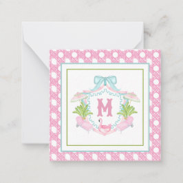 Tarjeta Pequeña Preppy Palm Beach Monogram Crest