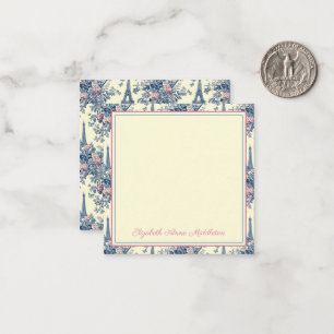 Tarjeta Pequeña Preppy Paris Toile Pink and Blue Personalizado