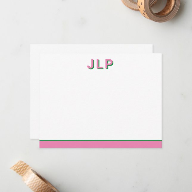 Tarjeta Pequeña Preppy Personalizado Inicial (Anverso/Reverso In Situ)