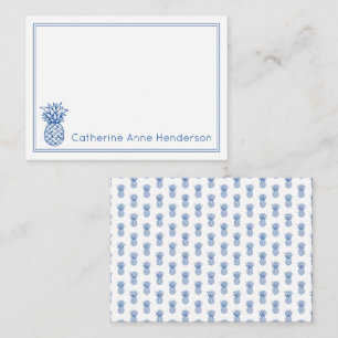 Tarjeta Pequeña Preppy Tropical Navy Blue Pineapple Personalizado