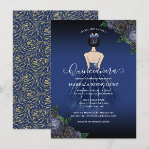 Tarjeta Pequeña Presupuestaria Marina Floral Princesa Oro Quinceañ