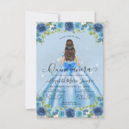 Tarjeta Pequeña Presupuestario Floral Dusty Blue Glam Princesa Qui