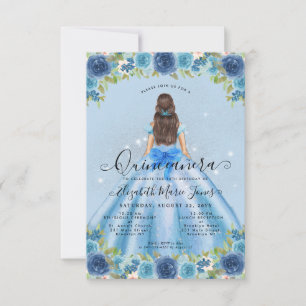 Tarjeta Pequeña Presupuestario Floral Dusty Blue Glam Princesa Qui