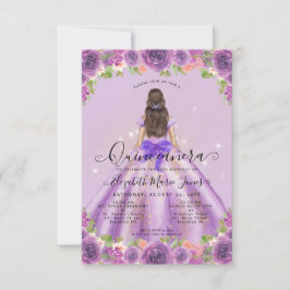Tarjeta Pequeña Presupuestario Floral Luz Morada Princesa Quincean
