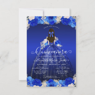 Tarjeta Pequeña Presupuestario Floral Real Princesa Azul Glam Quin