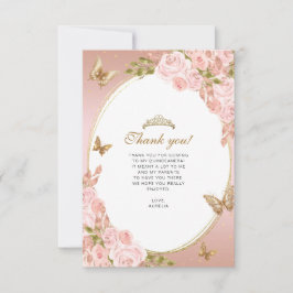 Tarjeta Pequeña Presupuestario Floral Rubor Mariposa Quinceanera F