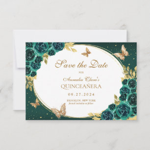 Tarjeta Pequeña Presupuestario Mariposa de oro esmeralda floral Qu