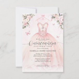 Tarjeta Pequeña Presupuestario Rubor Princesa Floral Rosa Gown Qui