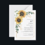 Tarjeta Pequeña Presupuesto 40 cumpleaños Girasol Eucalyptus Flora<br><div class="desc">Eucalyptus Sunflower Floral Script 40th Birthday Invitation puede personalizar fácilmente con los detalles de su fiesta haciendo clic en el botón "Personalizar". Con flores y vegetación amarillo brillante suculento con un marco geométrico de Relieve metalizado dorado y tipografía moderna</div>
