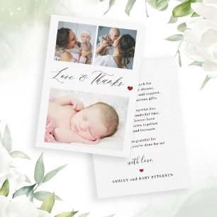 Tarjeta Pequeña Presupuesto agradecimiento elegante de 3 fotos de 