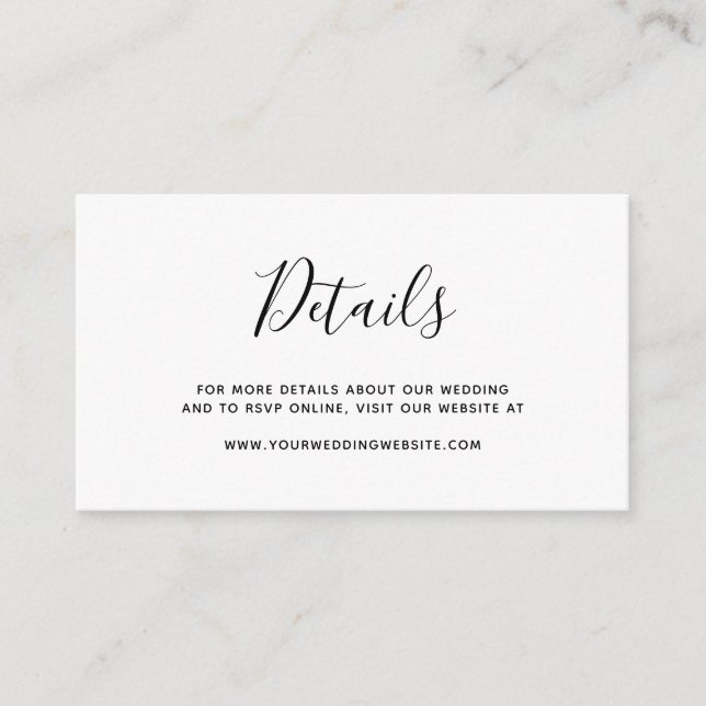 Tarjeta Pequeña PRESUPUESTO Alojamiento de detalles de boda simple (Anverso)