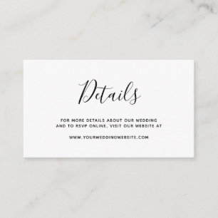 Tarjeta Pequeña PRESUPUESTO Alojamiento de detalles de boda simple