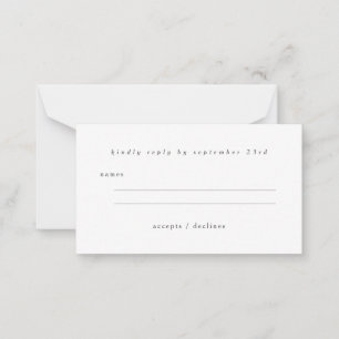 Tarjeta Pequeña Presupuesto Básico Minimalista Negro Blanco RSVP