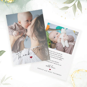 Tarjeta Pequeña Presupuesto bebé 2 fotos guión simple gracias