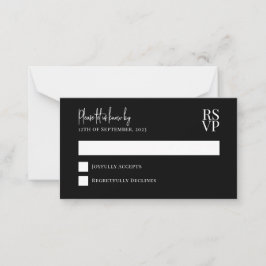 Tarjeta Pequeña PRESUPUESTO Boda blanca y negra RSVP