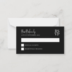 Tarjeta Pequeña PRESUPUESTO Boda blanca y negra RSVP