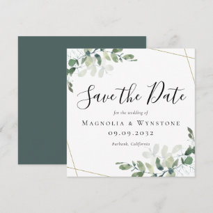 Tarjeta Pequeña PRESUPUESTO Boda de Eucalyptus Square Save The Dat