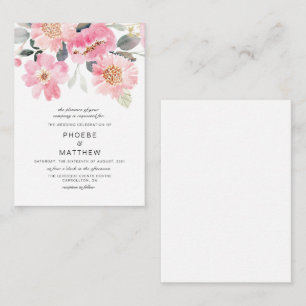 Tarjeta Pequeña Presupuesto Boda de letra script Floral Rosa Acuar