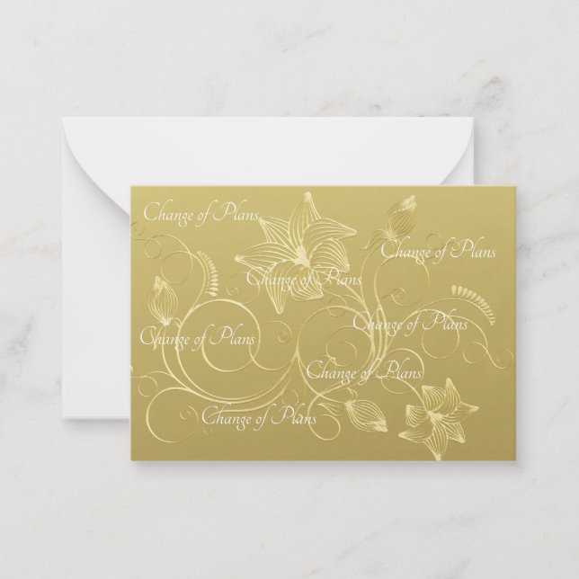 Tarjeta Pequeña Presupuesto. Boda simple dorado pospuesto (Anverso)