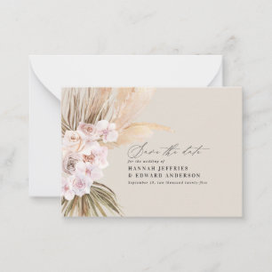Tarjeta Pequeña presupuesto boho pampas boda de pasto salva la fec
