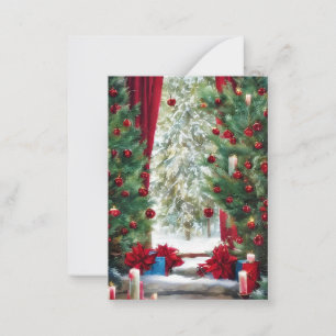 Tarjeta Pequeña presupuesto de cabaña de montaña de Navidad mini