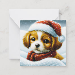 Tarjeta Pequeña Presupuesto de cachorro de Santa mini Navidad