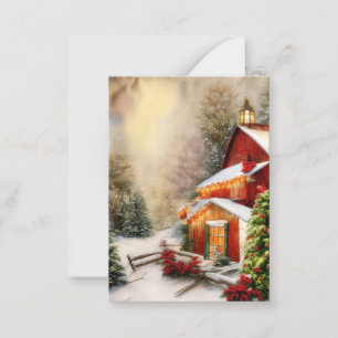 Tarjeta Pequeña Presupuesto de granero nevado mini Navidad