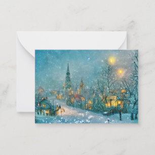 Tarjeta Pequeña Presupuesto de Navidad de pueblo antiguo mini Navi