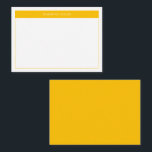 Tarjeta Pequeña Presupuesto de nombre de borde simple amarillo mod<br><div class="desc">Tarjeta de nota Minimalista moderna con el nombre de la elección. Este sencillo diseño presenta su nombre en la parte superior,  enmarcado por un brillante bloque de color amarillo con un marco delicado y amarillo sólido en la parte posterior de esta tarjeta de nota presupuestaria.</div>
